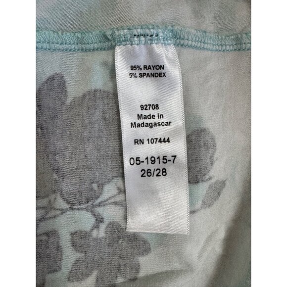 Jessica London Aqua Leaf Print Soft‎ Knit Dress with Pockets Size 26/28 4X Plus - Picture 6 of 7